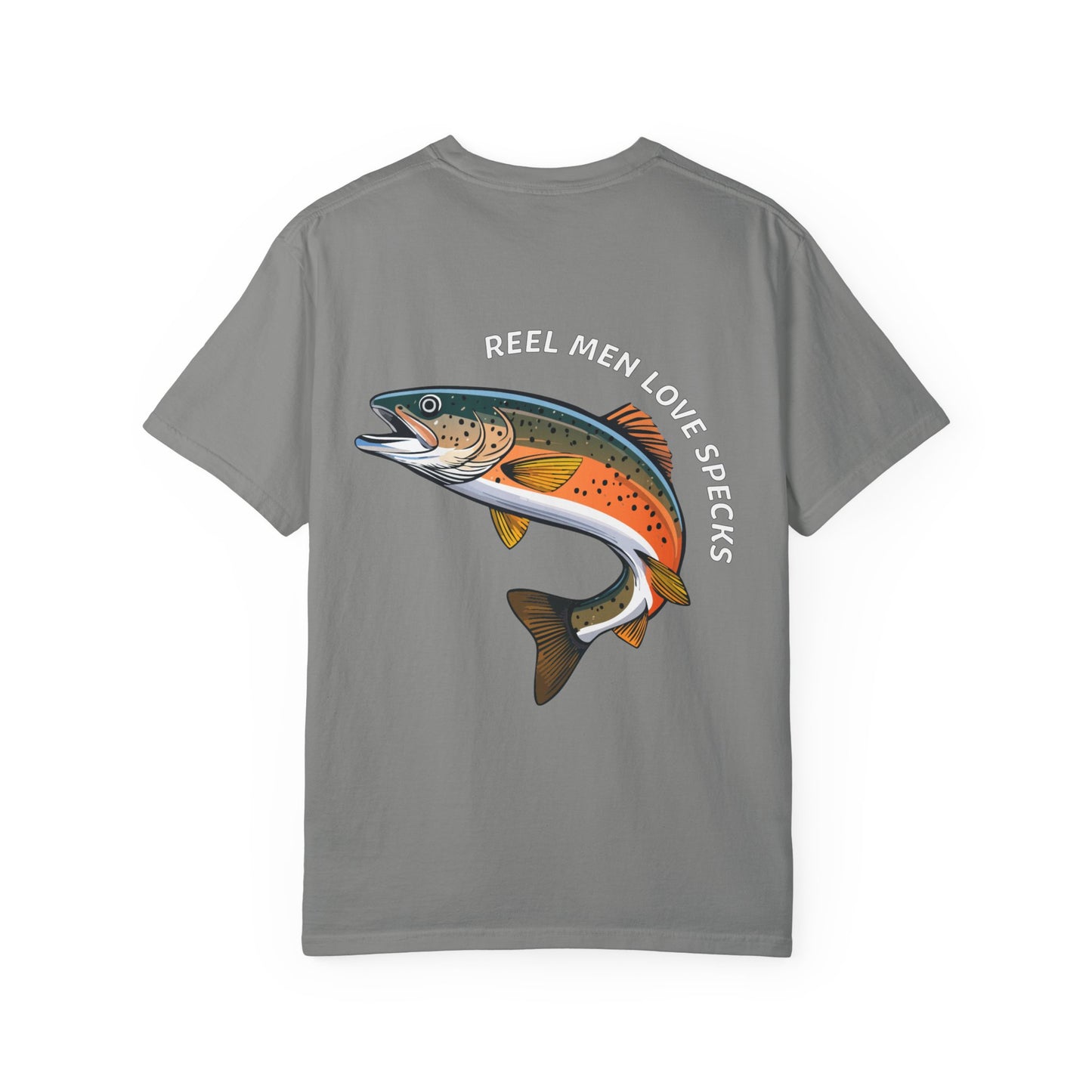 Reel Men Love Specks – #SlotChasers Tee (Granite Comfort Colors)