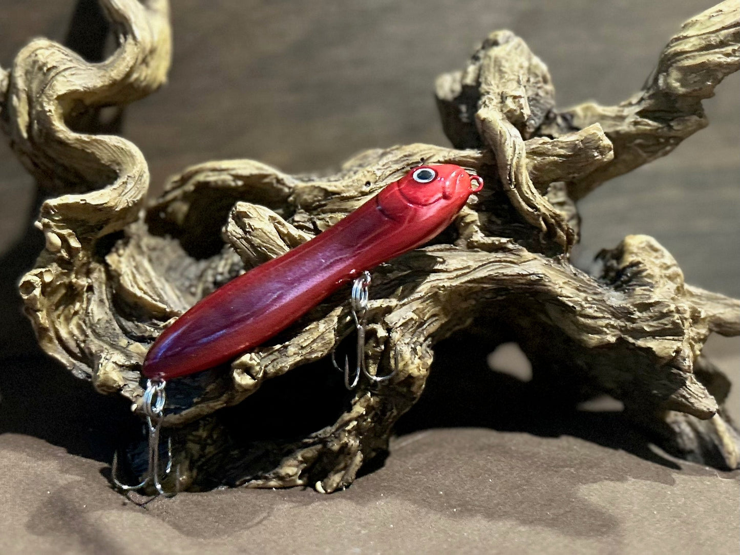 Custom airbrushed 4.0-inch peanut style topwater lure in Solo Slammer